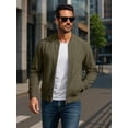 thumbnail image 4 of GIRUNS Men's Casual Varsity Jacket Vintage Suede Bomber Jackets Lightweight Outerwear Coat Army Green 2XL, 4 of 6