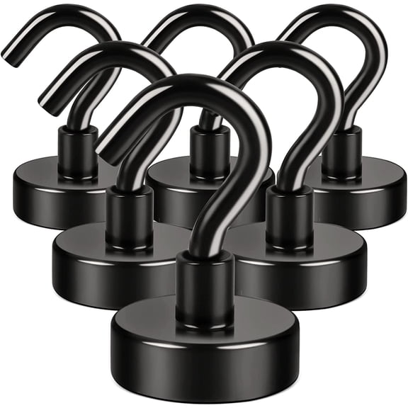 10 pack, black magnet hooks, 25 pound strong magnet hooks, heavy duty epoxy coating, magnetic cruise hooks for refrigerators