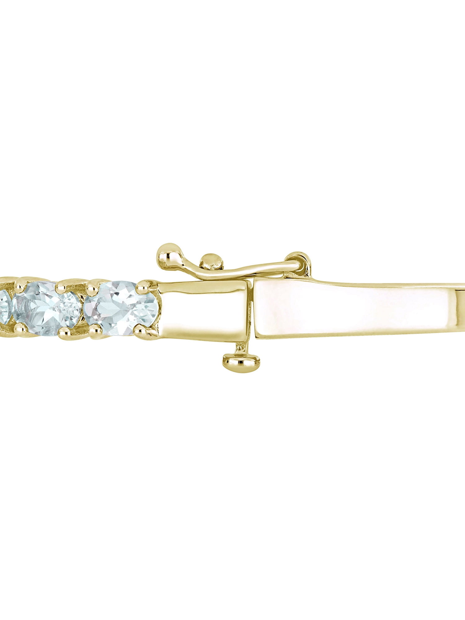 Everly 6-1/3 Carat T.G.W. Oval-Cut Aquamarine Yellow Rhodium Plated Sterling Silver Tennis Bangle