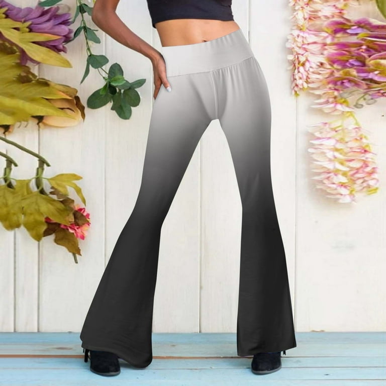 Gradient Flare Pants Elastic Waist Wide Leg Pants for Women