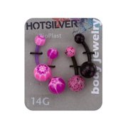 14-Gauge Belly Ring Value Pack, Pink