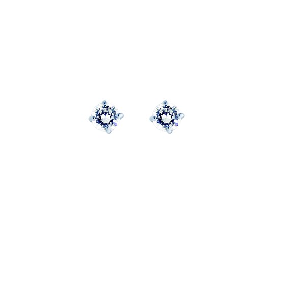 14k White Gold Shiny 3.0mm Round Faceted White Cubic Zirconia Stud Earrings Stud Earring for Women