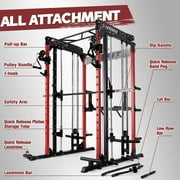 RitFit M1 Smith Machine with Cable Crossover System, Multi-Function Squat Rack Power Cage for Home Gym, Power Rack and Packages with Olympic Barbell Weight Set, Weight Bench, Olympic Bar and More