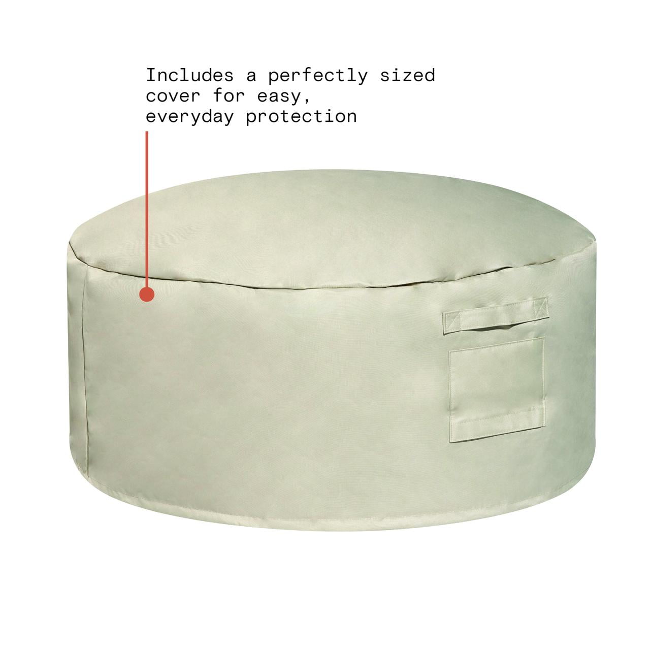 Pouf de rangement/table basse d’extérieur en osier à dessus réversible avec housse Beautiful par Drew Barrymore, brun/cèpe