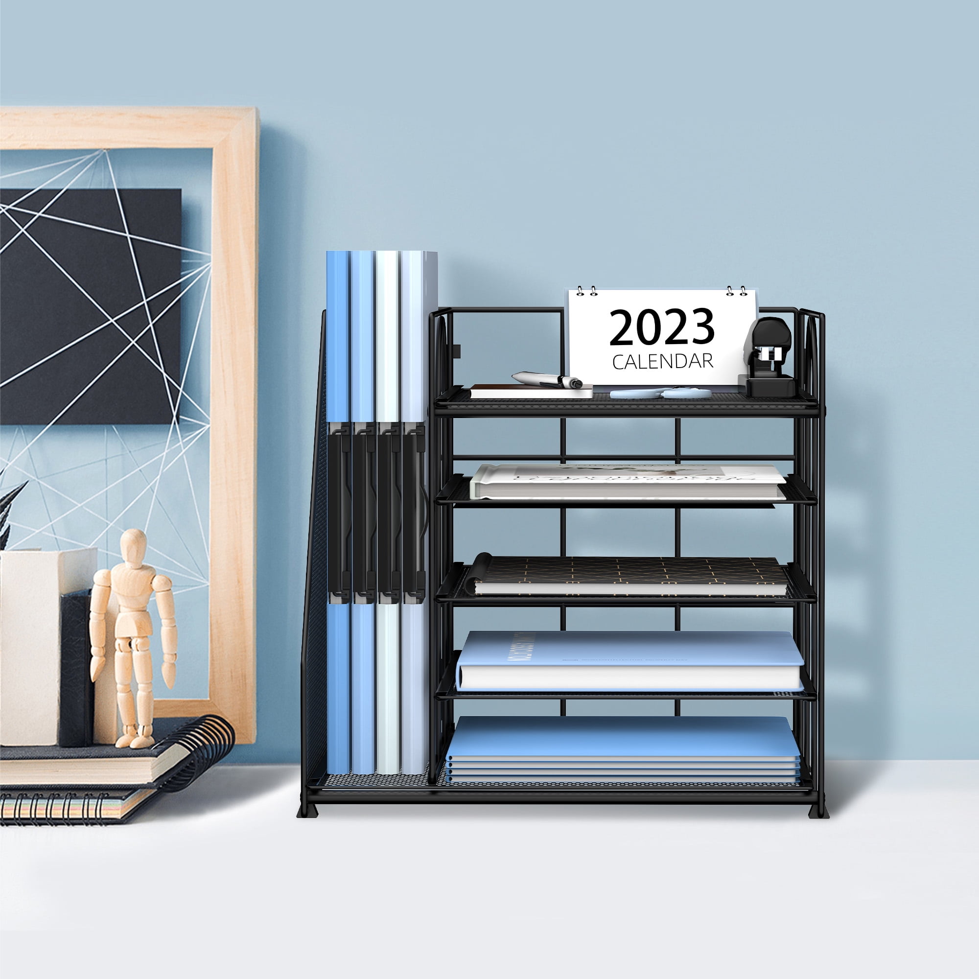 INTIGE 5-Tier Desk Organizer with File Holder, Letter Tray Paper Organizer, 1 Pcs