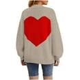 thumbnail image 1 of Yuyuzo Chandail pour Femmes Col Rond Manches Longues Cœur Graphique Chandail Automne Hiver Hauts Tricotés, 1 of 5