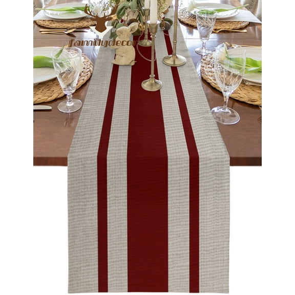Vintage Stripe Texture Red Table Runner Home Wedding Table Flag Mat Table Centerpieces Decoration Party Dining Long Tablecloth