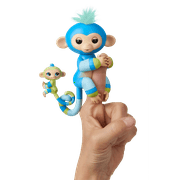 Fingerlings Baby Monkey & Mini BFFs - Billie & Aiden (Blue-Green) - Interactive Baby Collectible Pet - By WowWee