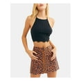 thumbnail image 1 of Free People Women's Skirt Mini Leopard Print Zipper Front   Brown 26, 1 of 4
