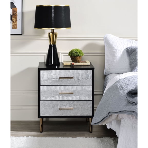 Sleek Modern Look / Bedroom Decor Piece / Nightstand with Metal Legs