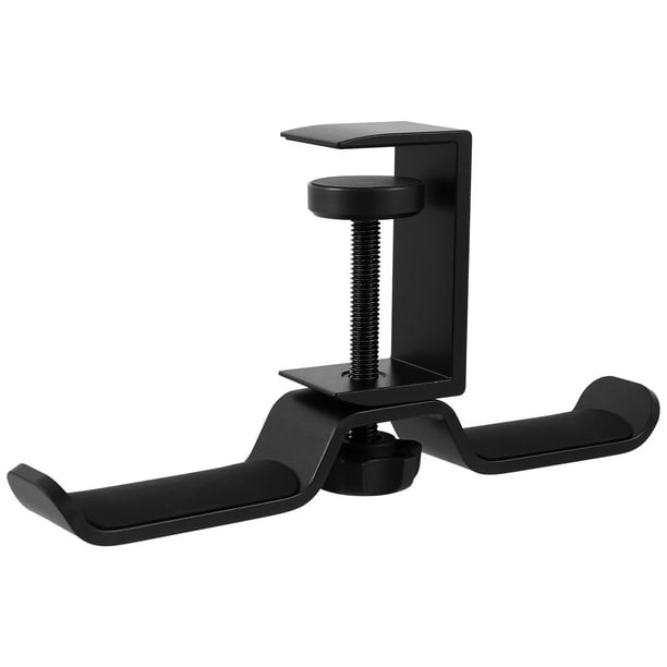 EeaseMX Soporte para auriculares giratorio de aleación de aluminio para debajo del escritorio, doble gancho para auriculares