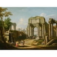thumbnail image 3 of Giuseppe Zocchi 24x19 Black Modern Framed Museum Art Print Titled - Architectural Capriccio with Ancient Ruins, a Sphinx and Figures by a Fountain, 3 of 5