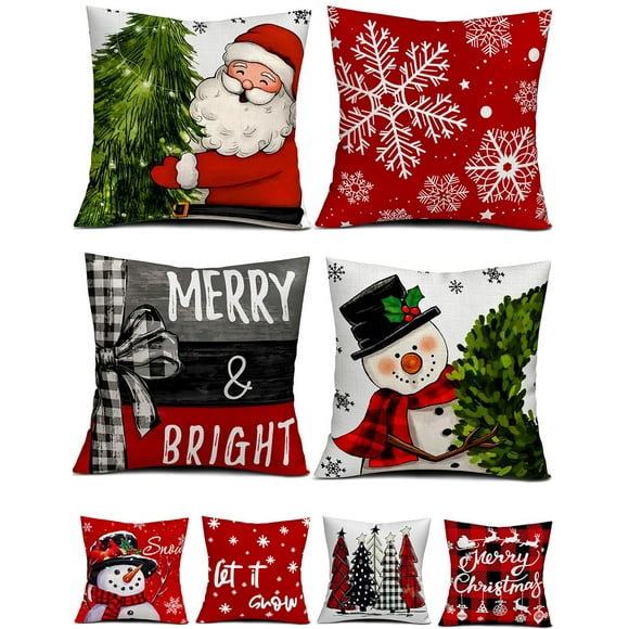 Juego de 4 fundas de almohada navideñas Multiwins, 16 x 16 pulgadas, de doble cara
