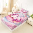 thumbnail image 4 of Erosebridal Unicorn Gifts Twin Sheet Sets For Unicorn Lover,Pink Magic Animal Bedding For Kids Girls 3-Piece, 4 of 6