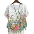 thumbnail image 1 of CLOOCL Plus Size Blouses Fantasy Floral Graphic Printing Short Sleeve Shirts Tops, 1 of 6