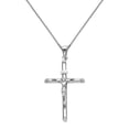 thumbnail image 1 of Precious Stars 14K White Solid Gold Crucifix Religious Unisex Pendant with 18" Chain Necklace, 1 of 7