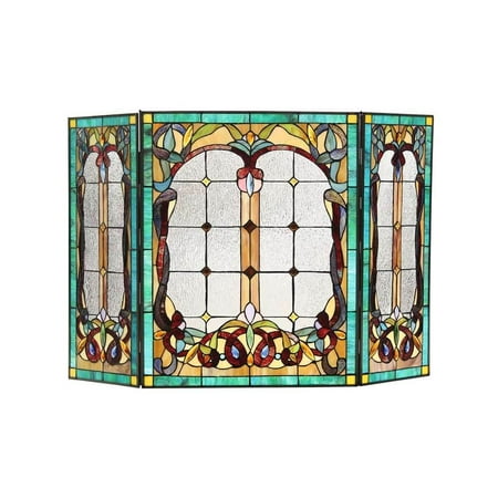 Copper Victorian Fireplace Screen - CHLOE Lighting LUCIAN, Tiffany-style 3pcs Folding Victorian Fireplace Screen 44x28