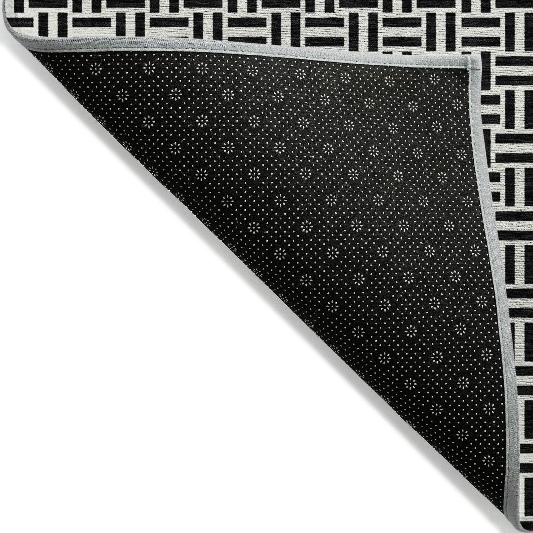 Addison Rugs Chantille Indoor/Outdoor Transitional Geometric Black Washable Rectangle Rug, 5' x 7'6"