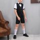 thumbnail image 4 of Odeerbi Chicos 4 Pcs Caballero Traje Formal Manga Corta Vestido Camisa + Traje Pantalones Cortos + Chaleco + Corbata Escenario Rendimiento Trajes Conjunto, 4 of 4