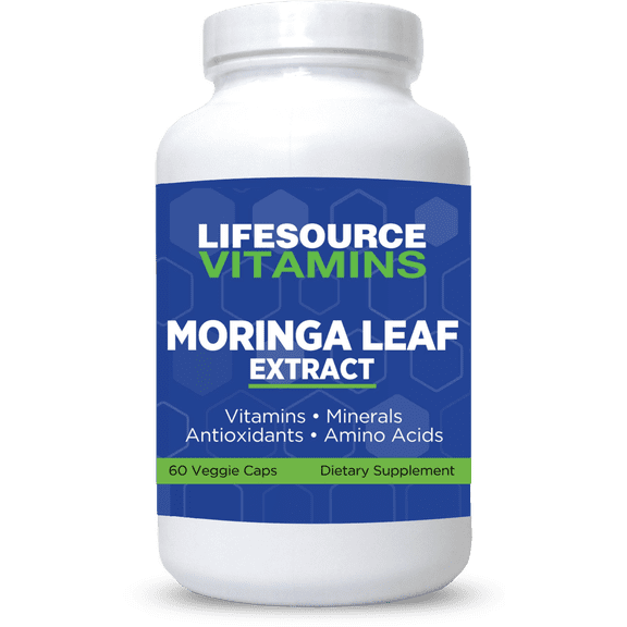 LifeSource Vitamins Moringa Leaf Extract - Vitamins - Minerals -Antioxidants - Aminos,  60 Veggie Caps