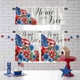 thumbnail image 3 of Independence Day Kitchen Curtains Valances 3 Piece Set, USA Flag Red Blue Flower Rod Pocket Tier Curtain and Valance Drapes for Small Window 36 Inch Length for Bedroom Cafe, 3 of 9