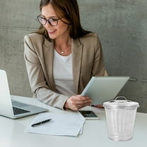 Raindrops Iron Waste Container for Storage White Simple and Fashionable for Home or Office 2pcs Mini