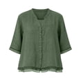 thumbnail image 6 of Aboser Oversized Kimono Tops for Women Lightweight Cotton Linen Shirts Casual Side Tie Blouses Loose V Neck Kimonos Breathable Soft Blouse Black L, 6 of 9