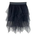 thumbnail image 2 of Huowey Girls Carnival Dance Tutu Skirt Sequins Glitter Irregular Layered High Waist Ballet Party Trendy Tulle Midi Skirt,Black,8-9 Years, 2 of 5