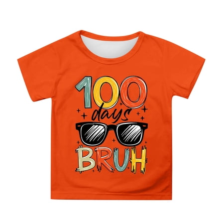 JAJAHO 100 Days Of School Kids Shirts Boys Girls Printed Short Sleeve Tees 100Th Day Of School Celebration 3-13 Years Lovely Tops