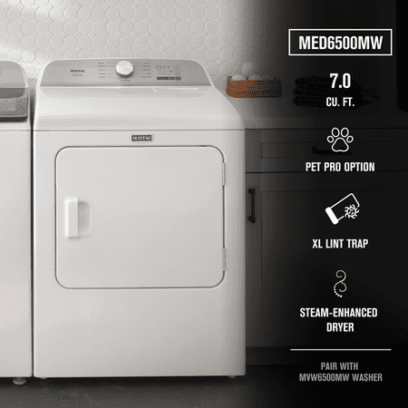 Maytag - 7.0 Cu. Ft. Electric Dryer with Steam and Pet Pro System - White