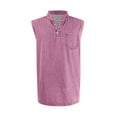 thumbnail image 5 of LISTHA Mens Tank Tops V Neck Gym Sleeveless Summer Polo Shirt 2025 Vintage Solid T-Shirt with Pocket L Pink, 5 of 5
