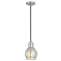 1 Light Brushed Nickel Mini Pendant with Smoke Glass Shade