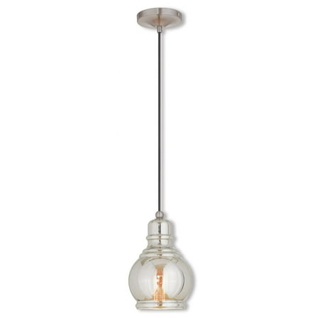 1 Light Brushed Nickel Mini Pendant with Smoke Glass Shade