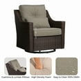 thumbnail image 3 of CHITA 3-Piece Outdoor Wicker Patio Furniture Set with Swivel Glider Chair, Outdoor Chestnut Wicker Chair with Cream Cushion, Brownish Gray, 3 of 12