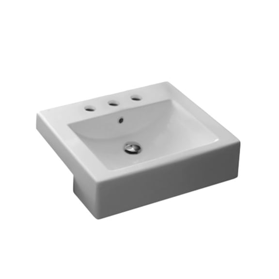 Nameeks 8025/D-Three Hole Scarabeo 20-1/8" Ceramic Drop In Bathroom Sink - White