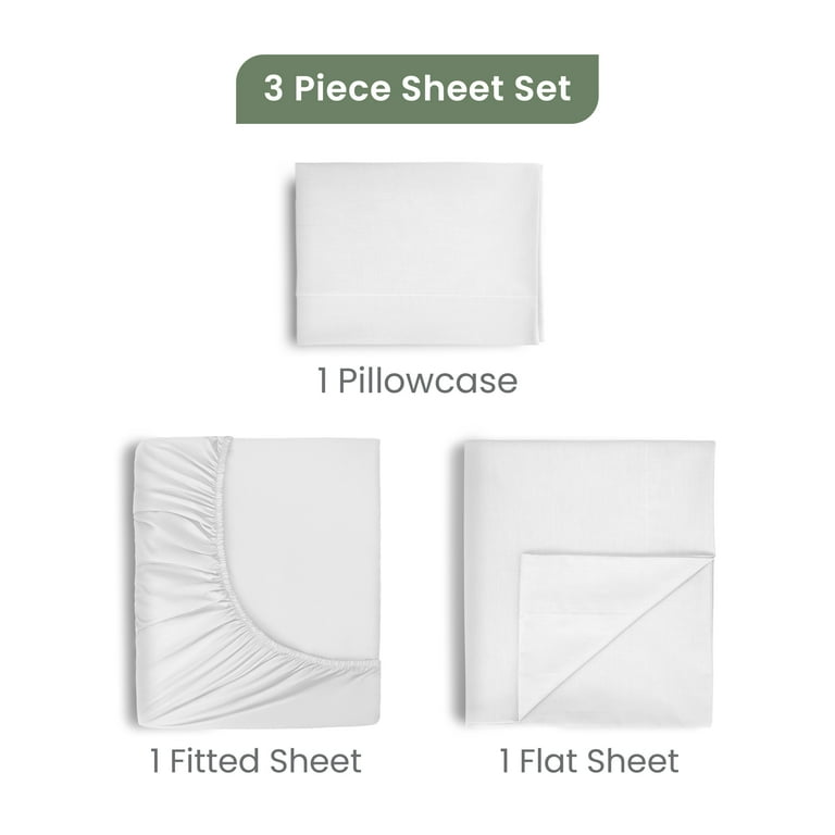 EcoPure 3-Piece Twin Organic Cotton Sheet Set, White photo 3