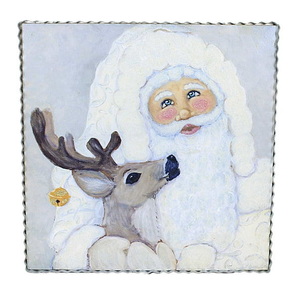 Round Top Collection Hamilton Cream Santa Art Wood Claus Sign Christmas C21126