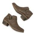 thumbnail image 4 of Pennysue Women Low Chunky Stacked Heel Boots Taupe Pu Side Zipper Ankle Booties 8M, 4 of 7