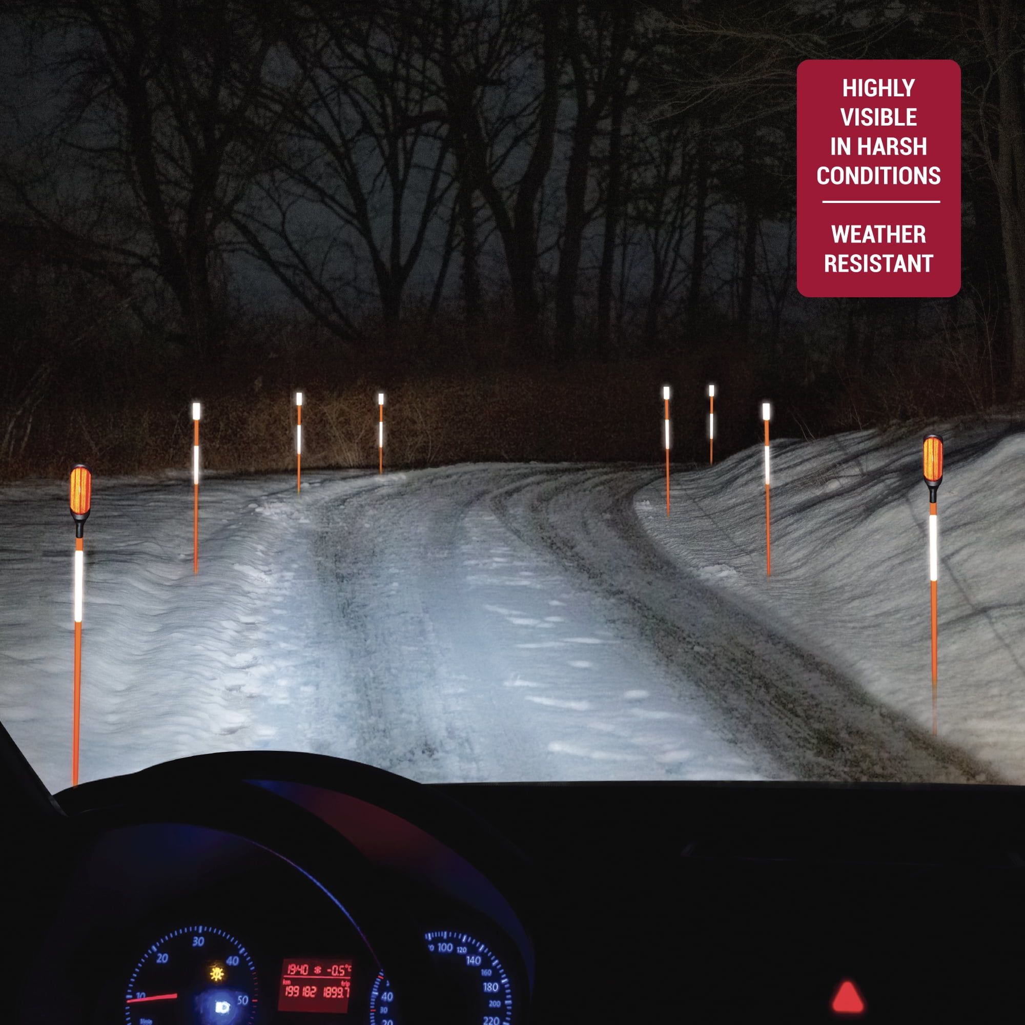 (4 pack) Platinum Series Driveway, Safety Marker Reflectors, Fiberglass with Reflector Caps, 8 Count, Orange