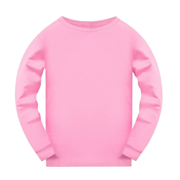 MIASHUI Kids Tops Toddler Boys Girls Crew Neck Long Sleeve Undershirt Solid Color Tee,Pink,4-5 Years