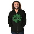 thumbnail image 3 of Lucky 4 Leaf Clover St Patrick's Day Zip Up Hoodie Men's Women's Brisco Brands M, 3 of 6