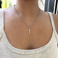 thumbnail image 4 of Collar de cruz para mujer, chapado en oro de 14 quilates y cadena de plata de ley, delicado collar con colgante de cruz de oro en capas, collares simples y lindos para W, 4 of 4