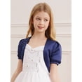 thumbnail image 3 of Haitryli Kids Girls Sparkly 3D Applique Bolero Shrug Short Puff Sleeve Cardigan Cover up Navy Blue 6, 3 of 7