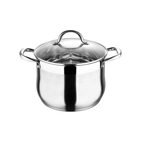 Gourmet by Bergner - 8 Qt Stainless Steel Dutch Oven with Vented Glass Lid  8 Quarts  Polished