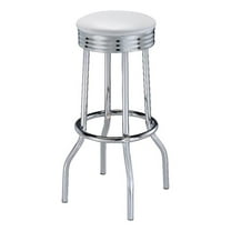 Retro Upholstered Metal Swivel Bar Stool White (Set of 2)