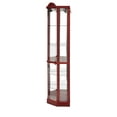 thumbnail image 3 of Glass Cabinet Lighted Corner Cabinet Corner Display Curio Cabinet, Glass Display With Light(Included)Bar Cabinet,Wine Cabinet with Adjustable Glass Shelves Carved Decoration Cherry Light(Included), 3 of 11