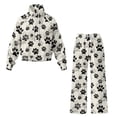 thumbnail image 4 of SCRAWLGOD Paws Print Black Beige Lounge Sets for Women Sweatsuit Turtleneck 2 Piece Outfits Sweatshirt Wide Leg Sweatpants Fashionable Tracksuit Matching Set, M, 4 of 7