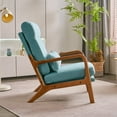 thumbnail image 6 of Accent Chair, Modern Linen Fabric Upholstered Armchair with High Back and Pillow, Comfy Single Sofa Chair with Padded Cushion and Solid Wood Legs Reading Chair for Living Room Office, Teal, 6 of 7