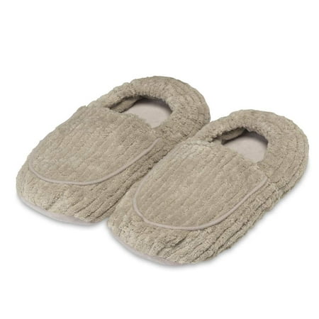 Intelex Warmies Microwavable French Lavender Scented Spa Therapy Slippers, Warm Gray