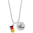 thumbnail image 1 of Delight Jewelry Silvertone I Love Water polo - Red Heart Silvertone Script Initial Disc - K - Charm Necklace, 20"+3", 1 of 4